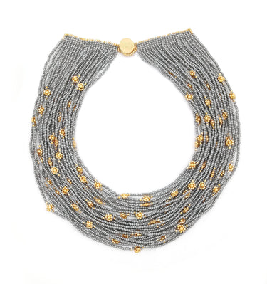 Collar cosecha 25 hilos dorado.